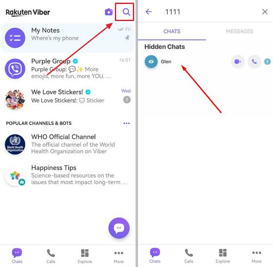 Viber's cross-chat search