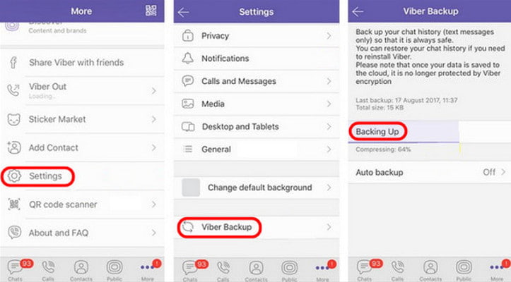 Viber auto backup setup